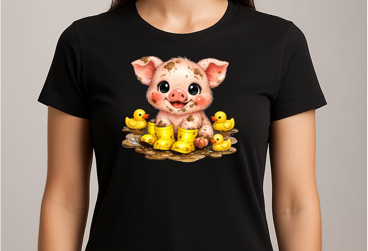 Cute Baby Pig - T Shirt - cute - kawaii - Gift - Cadeau - schattig - schattigdesign - liefdesign - pastelkunst - Funny