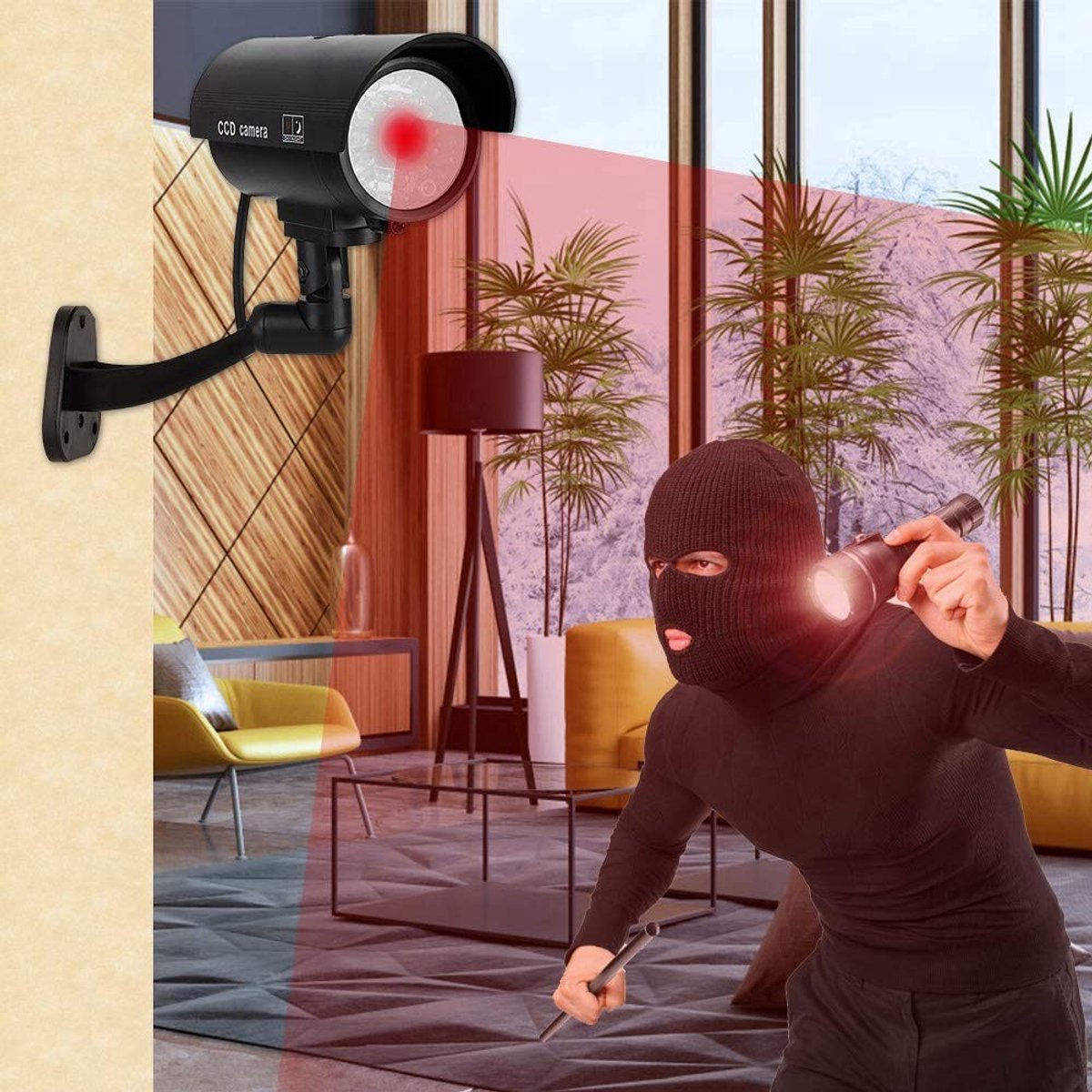 Realistische Dummy Beveiligingscamera met LED Flitslicht - Schrik tegen Diefstal