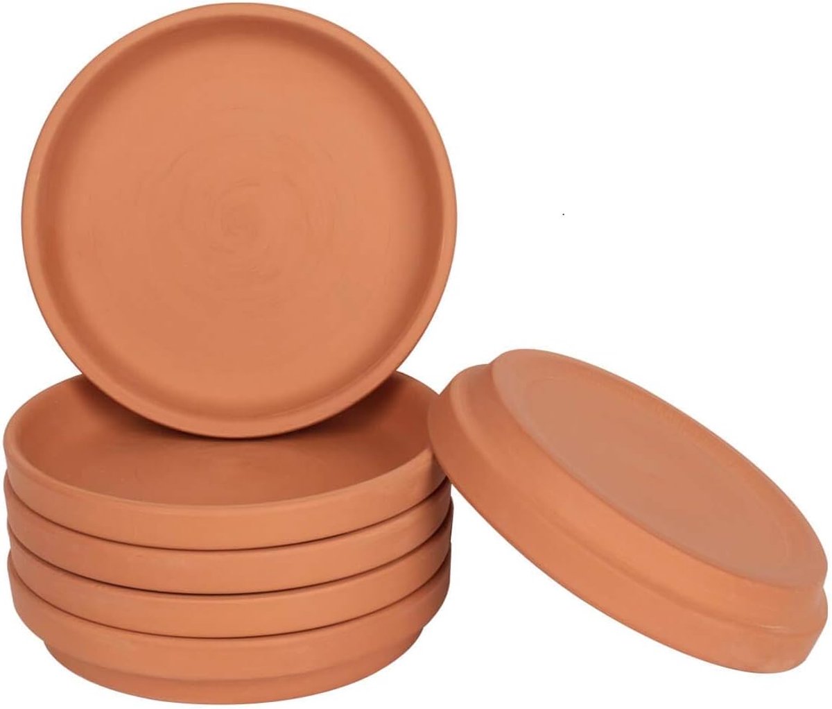 Famanu – Set van 6 middelgrote terracotta plantenschotels van 17,8 cm, perfect voor 15 cm tot 17 cm bloempotten met afvoergat
