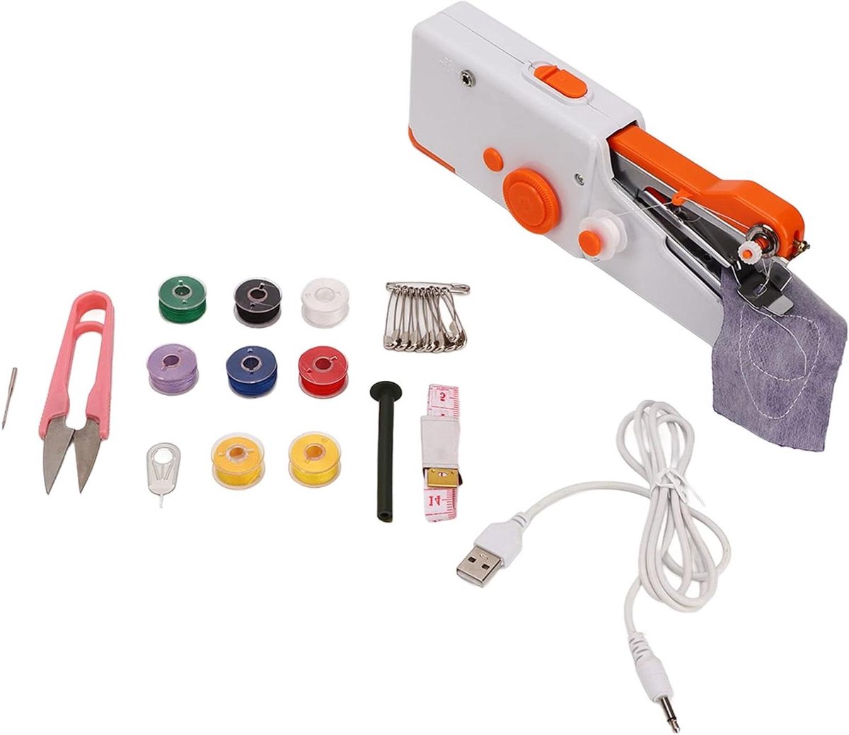 Handnaaimachine Mini - Draagbare Naaimachine - Kleding Repareren - Ergonomisch Handvat - 23 x 15 x 5 cm - Oranje