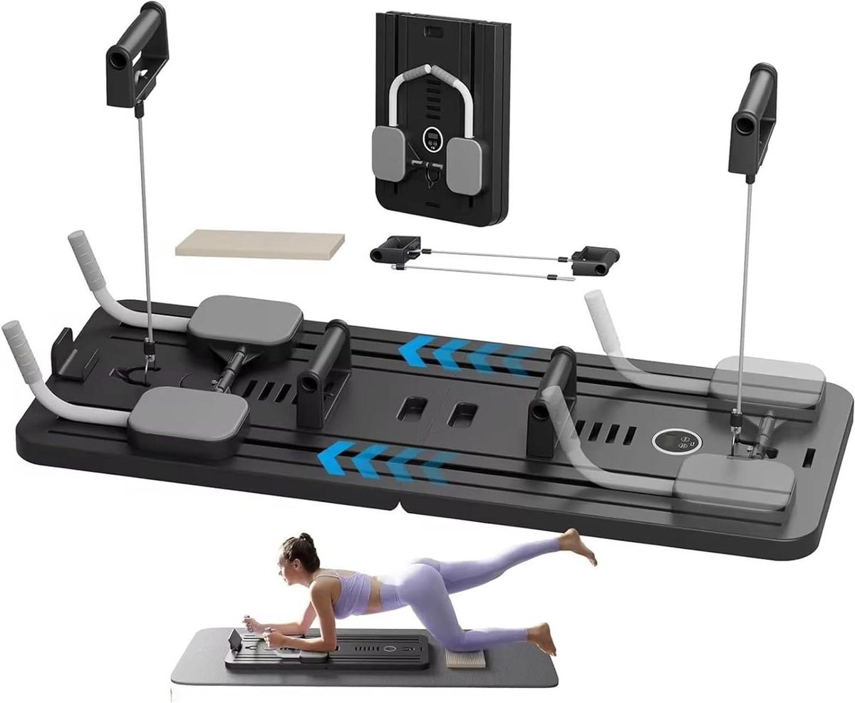 Ab Roller Wiel - Buikspier Trainer - Core Training - Automatische Terugslag - 106x41x7 cm - Zwart
