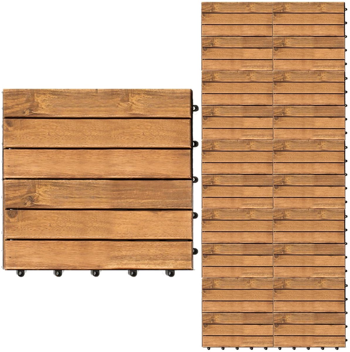 Houten Terrastegels - Balkontegels Vloer - Tuin Decoratie - Kliksysteem Drainage - 30 x 30 cm - Acaciahout Look