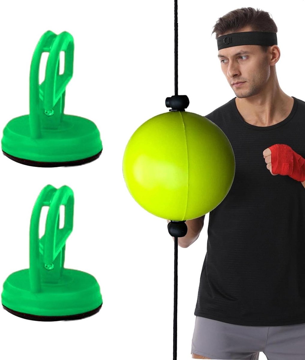 Boksbal met Zuignap - Reflexbal Boksen - Fitness Training - Zonder Extra Gereedschap - 10 cm Diameter - Zwart