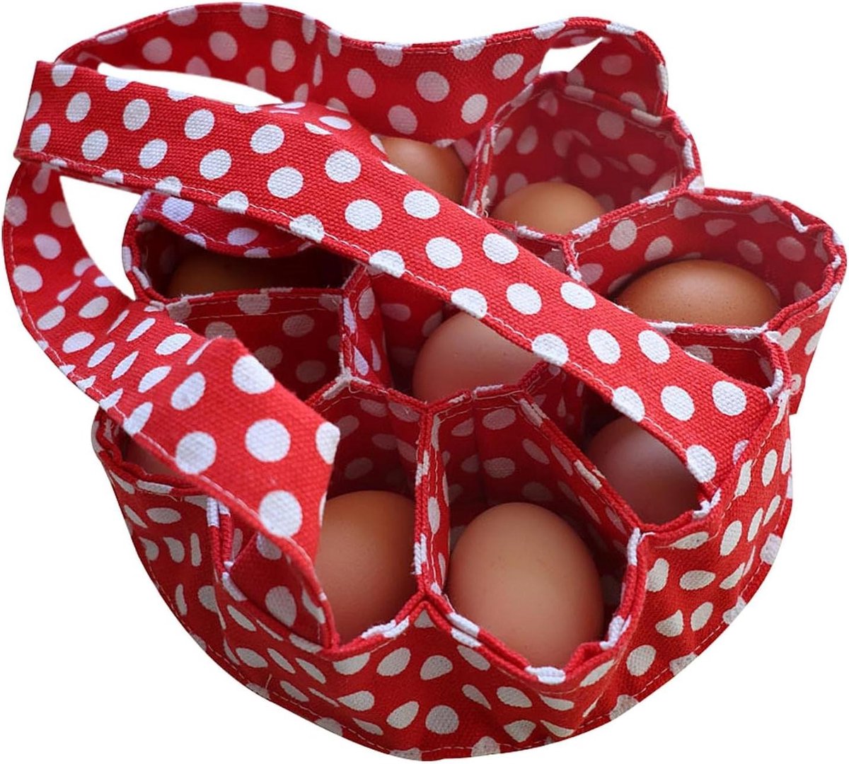 Eierverzamelmand - Eiermand Kip - Eieren Verzamelen - 9 Beschermende Vakken - 23 x 22 cm - Rood
