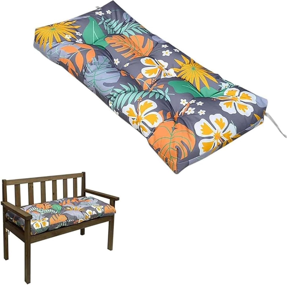 Kussen voor buitenbank - Terraskussen Zitkussen - Buiten Zitten - Waterafstotend Materiaal - 150 x 50 cm - Bloemen
