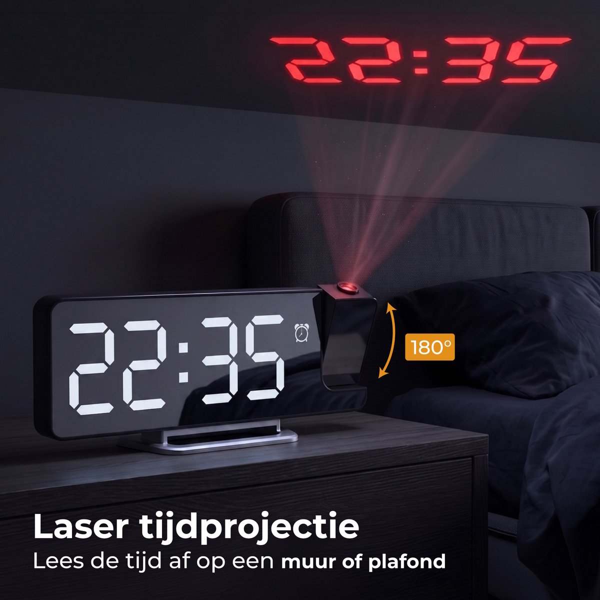 Nuvance Digitale Wekker met Projectie - Digitale Klok Slaapkamer - Snooze Functie - Wekkers Digitaal - Alarmklok — cadeau in Elektronica - foto 3