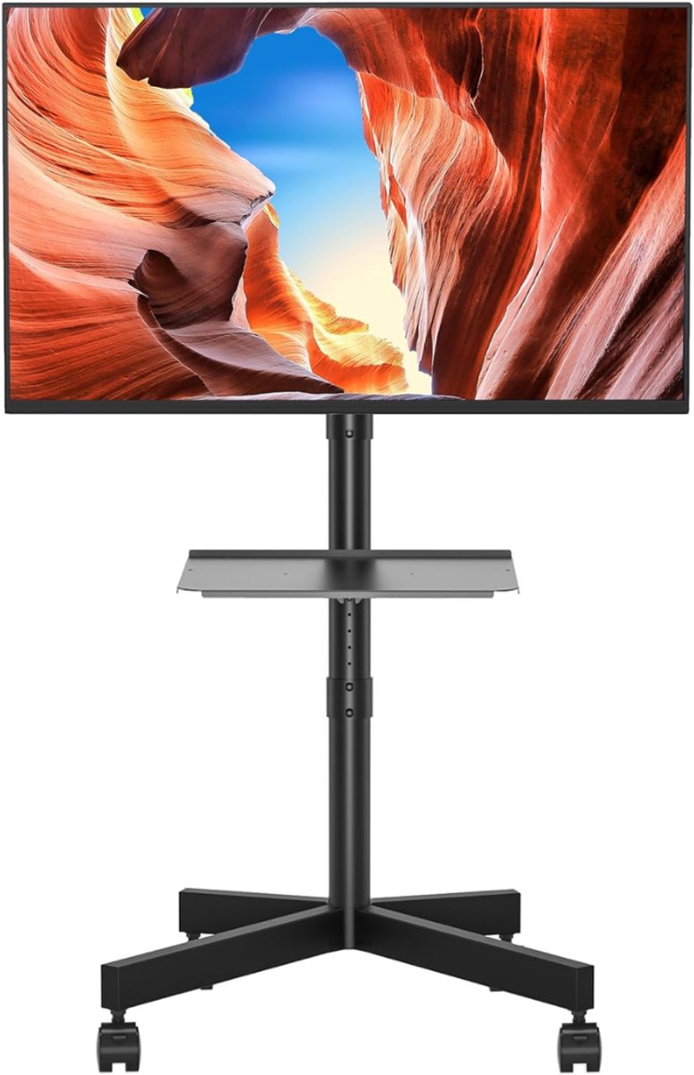 SNJY® TV Standaard Verrijdbaar - TV Standaard op Wielen - TV Voet - Voor 23-60 Inch TV's - Tot 25KG - Zwart