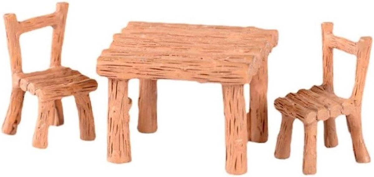 Miniatuur Tafel Stoelen Set - Tuintafel Ornamenten - Minituin Decoratie - Realistische Modellering - Tafel 3x4 cm Stoel 2.1x3.3 cm