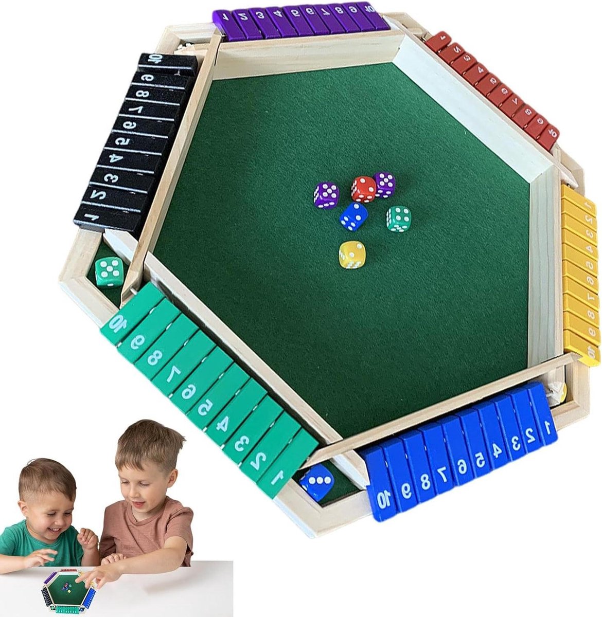 Shut The Box Dobbelspel - Houten Spel - Strategisch Plezier - Voor 6 Spelers - 41 x 38 cm