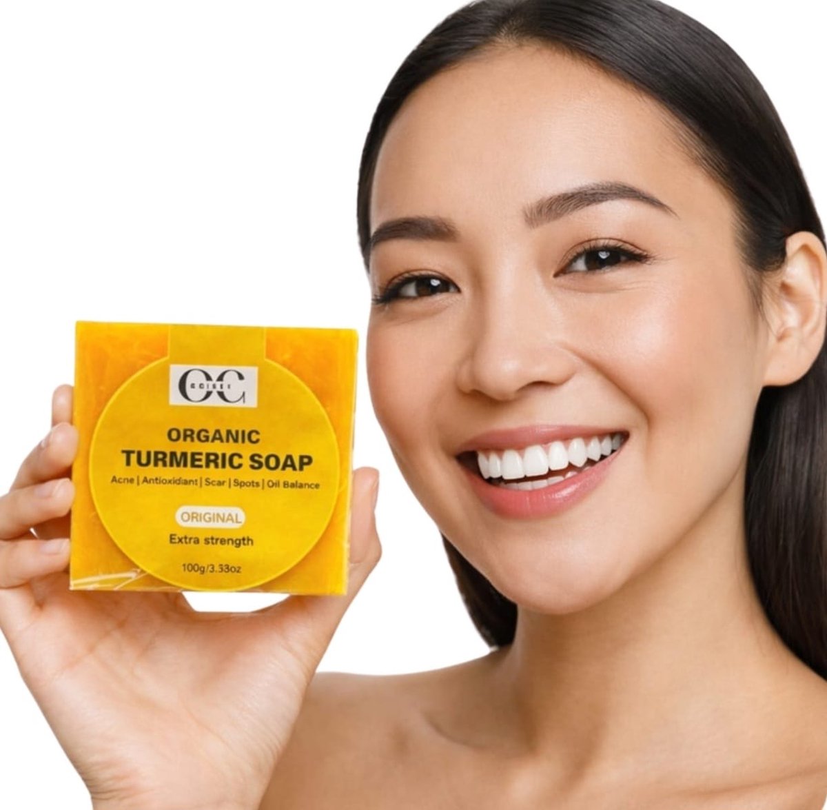 Origeen Extra sterk Tumeric soap voor Pigmentvlekken, acne, acne op de rug & litteken - Kurkuma zeep - Acne Zeep - Organic - Voor gezicht & lichaam