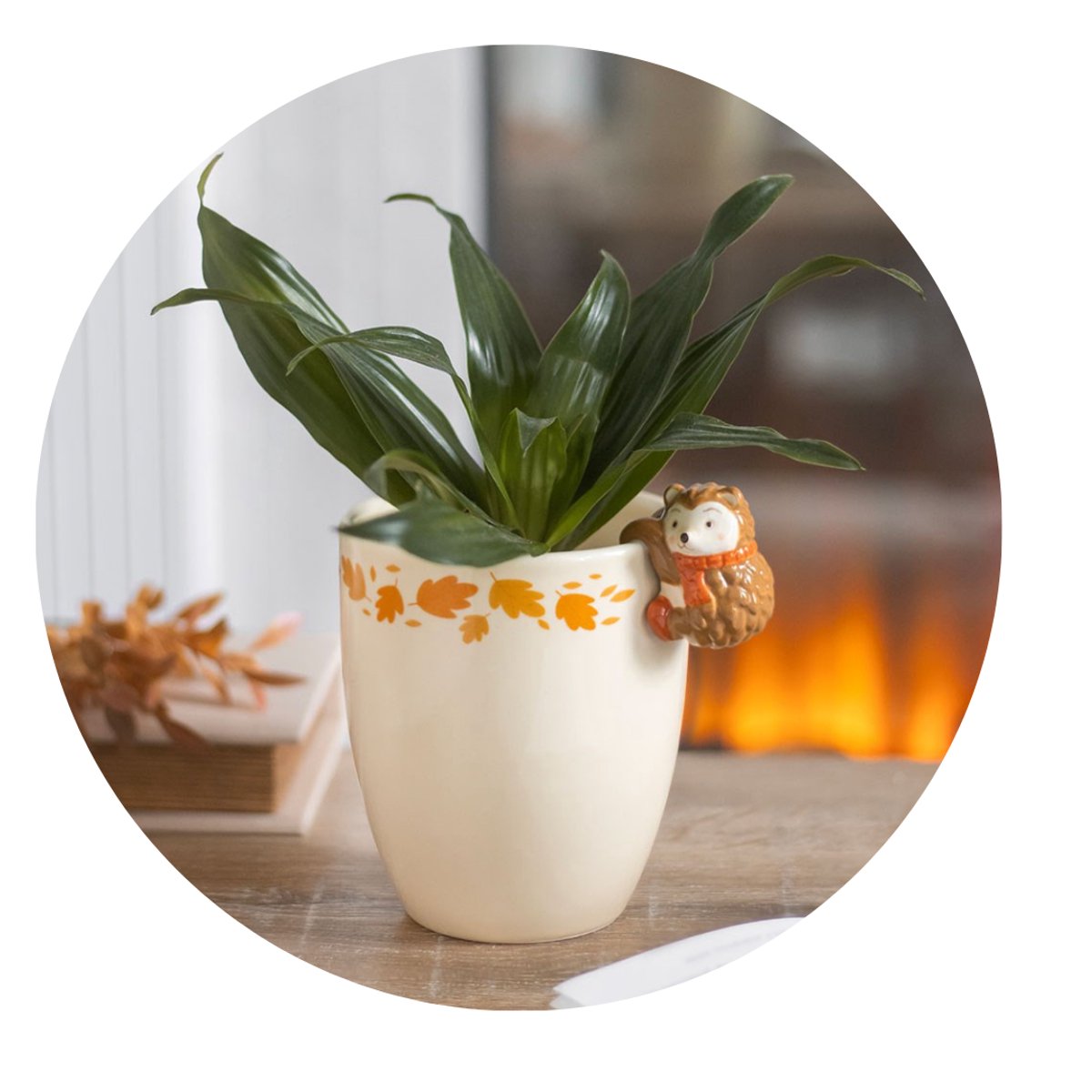 Autumn Plant Pot with Hedgehog