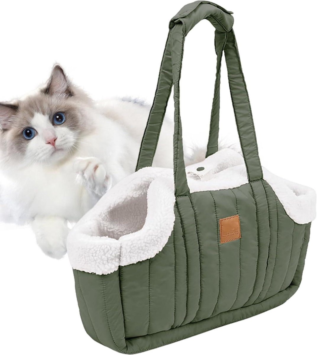 Draagbare Huisdierentas - Reisdrager Kat Hond - Comfortabel Reizen - Twee-weg Ademend - 38x14x50.5cm - Groen