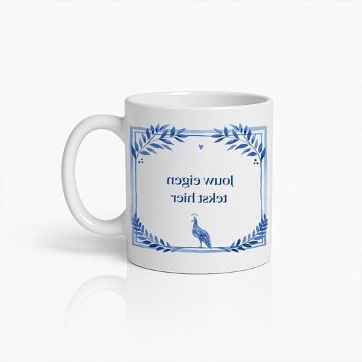 Gepersonaliseerde Mok - Aangepaste Beker - Koffie Drinken - Delfts Blauw Design - 330ml - Wit
