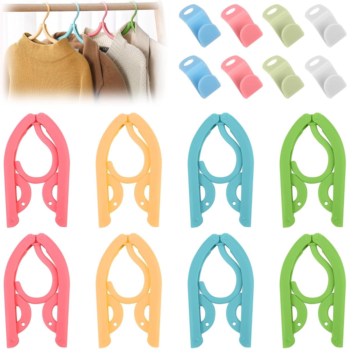 Opblaasbare Kledinghangers - Reishangers - Ruimtebesparend - Anti-slip - Voor Drogen van Wasgoed op Reis - Compact - Set van 8 - kleurrijk - van Imperatoris