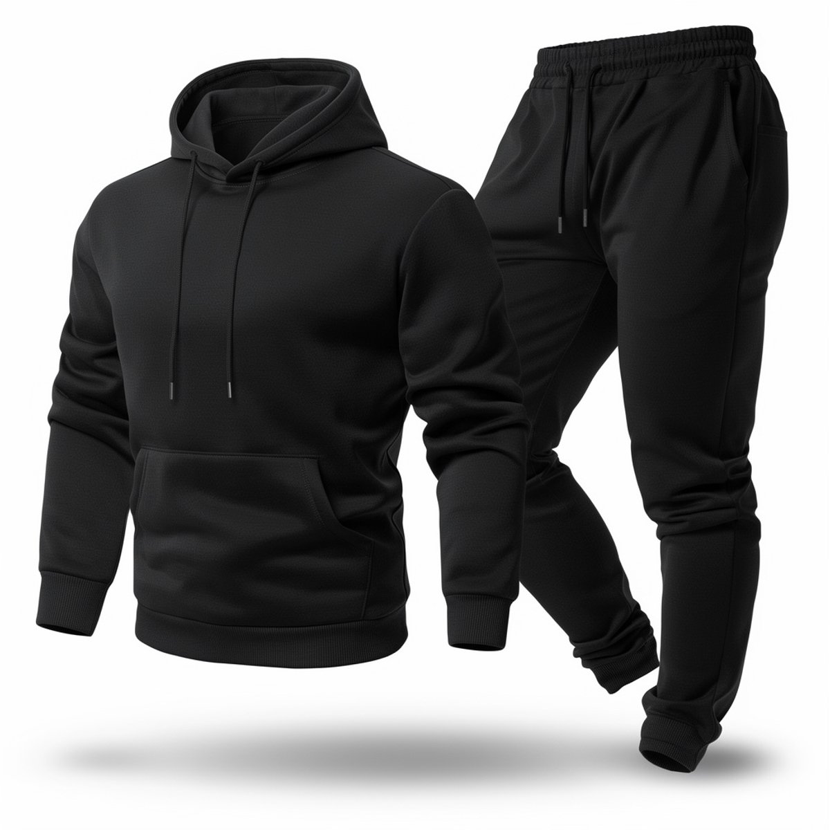 Stijlvolle Trainingspak voor Heren – Comfortabele Hoodie en Joggingbroek Set Mode en Sport -XL Zwart