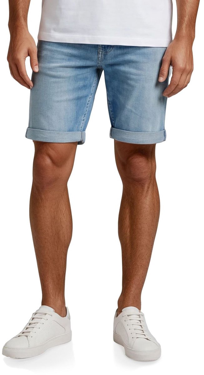 Replay Heren Short Broeken New Anbass slim Fit Blauw Volwassenen Denim Jeans Shorts met Stretch