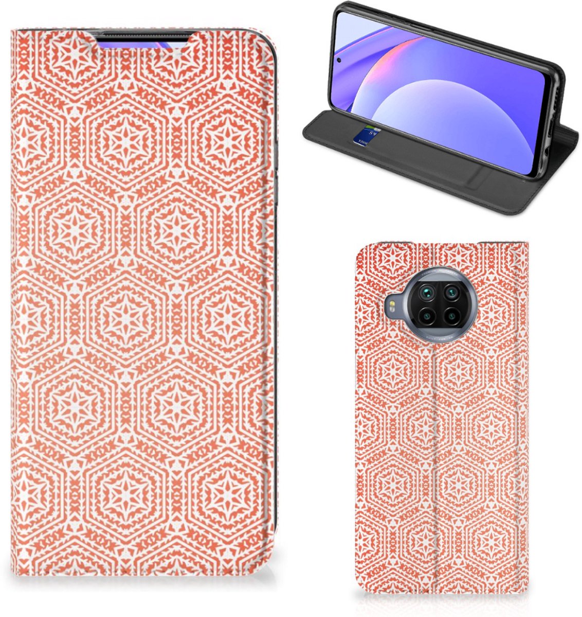 Standcase Hoesje voor Xiaomi Mi 10T Lite Hoesje met Magneet Pattern Orange