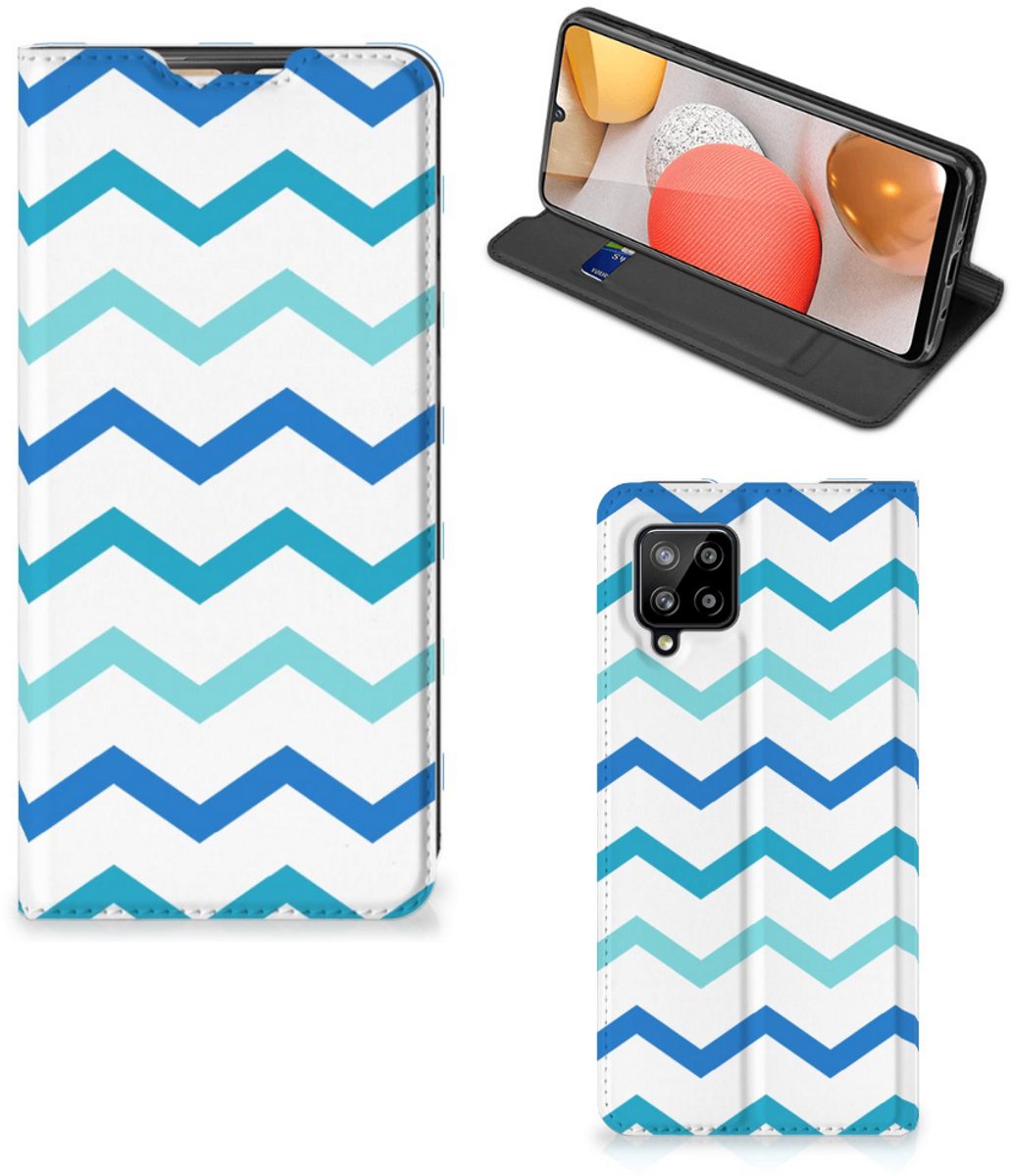 Samsung Galaxy A42 Hoesje met Magneet Zigzag Blauw
