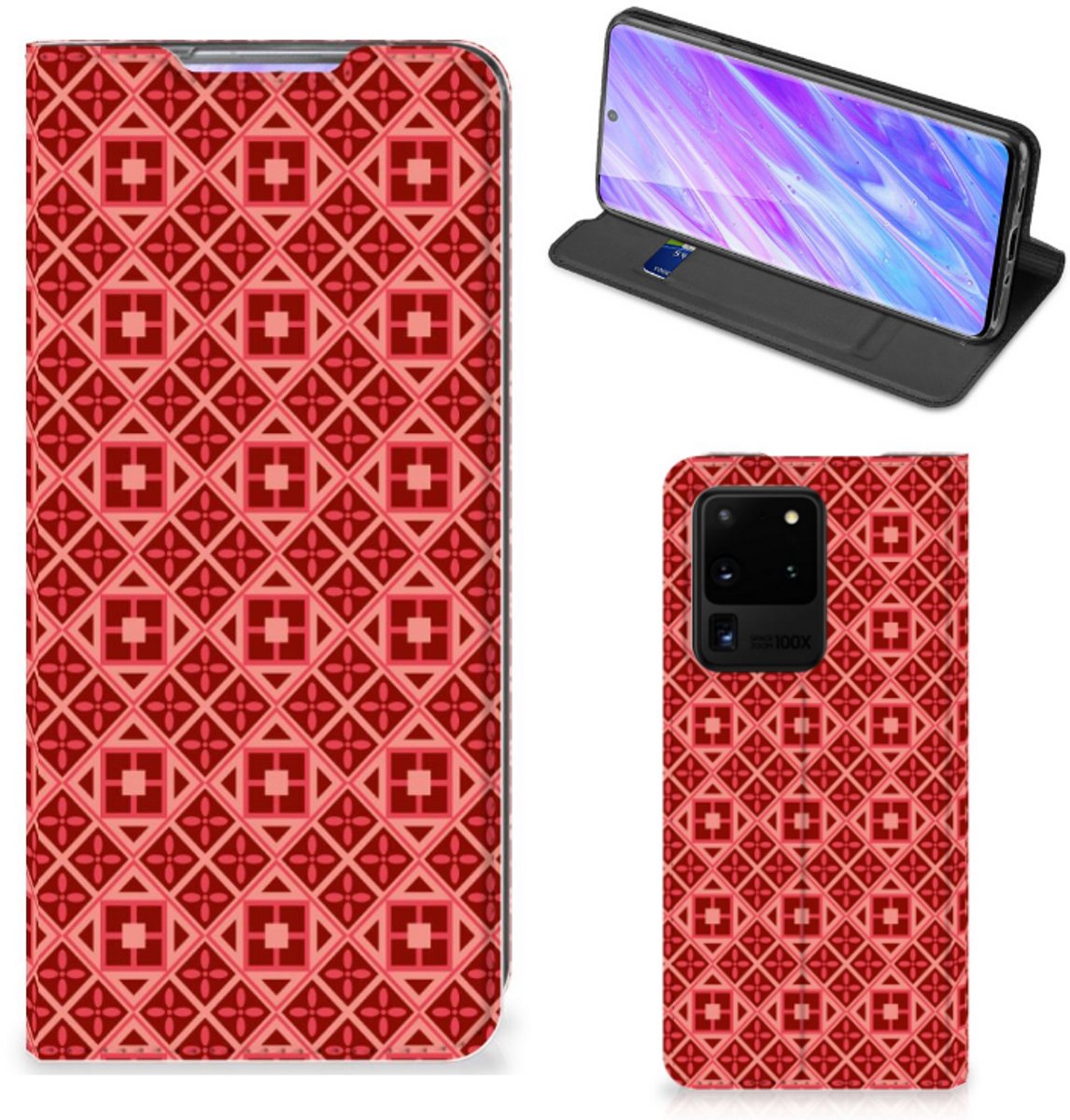 Samsung Galaxy S20 Ultra Hoesje met Magneet Batik Rood