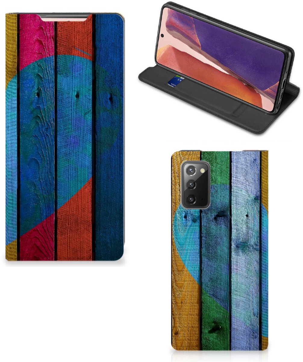 Samsung Galaxy Note20 Book Wallet Case Wood Heart - Cadeau voor je Vriend