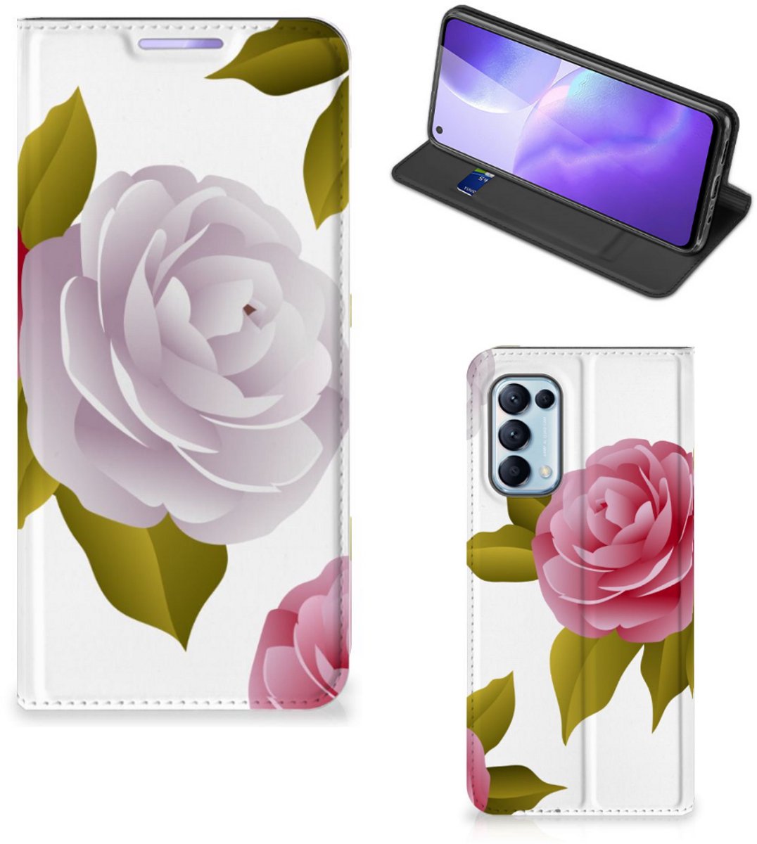 OPPO Find X3 Lite Smart Cover Roses