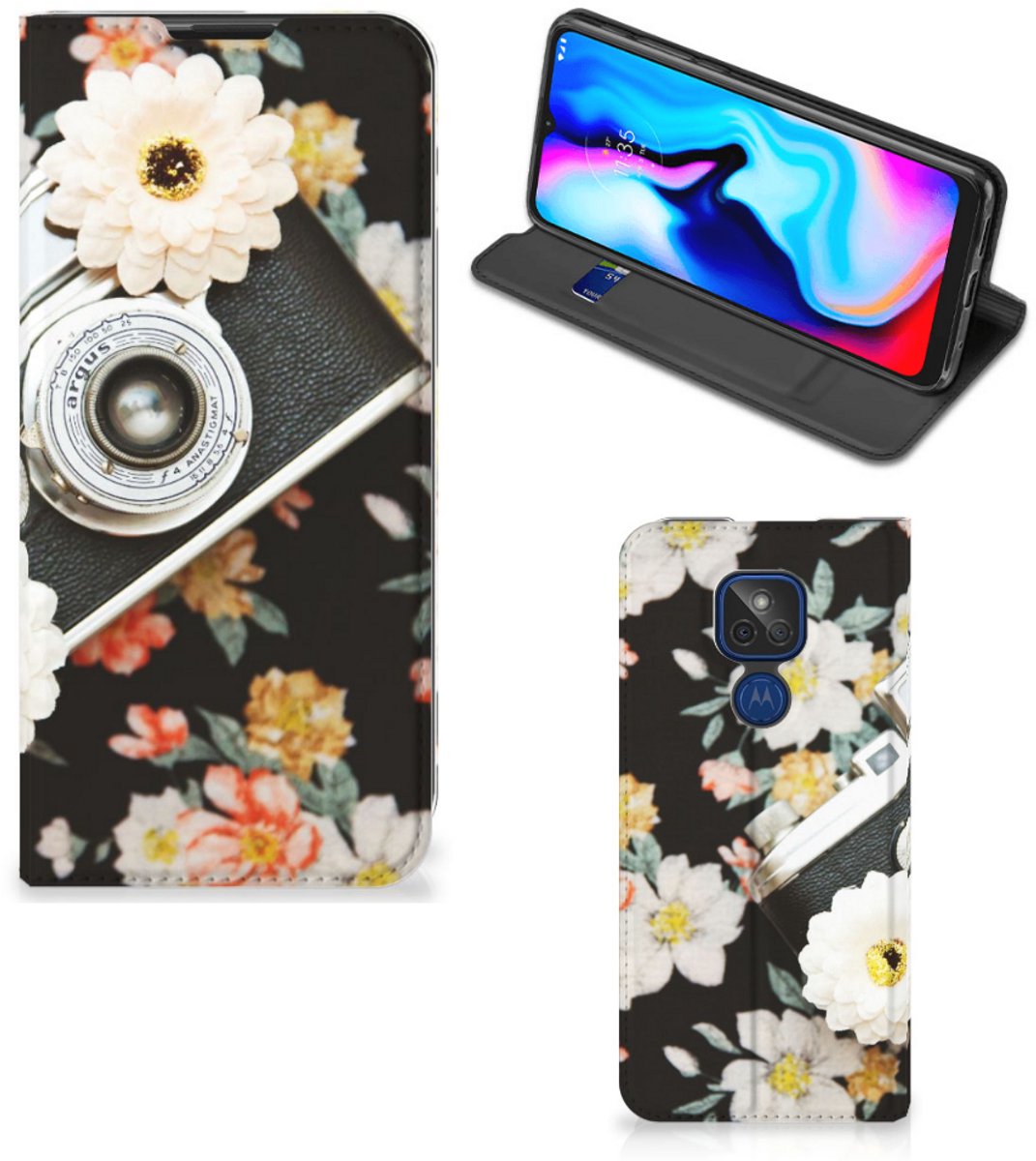 Motorola Moto G9 Play Stand Case Vintage Camera