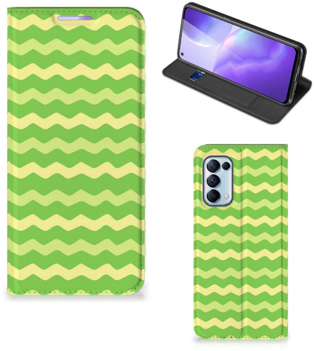 OPPO Find X3 Lite Hoesje met Magneet Waves Green