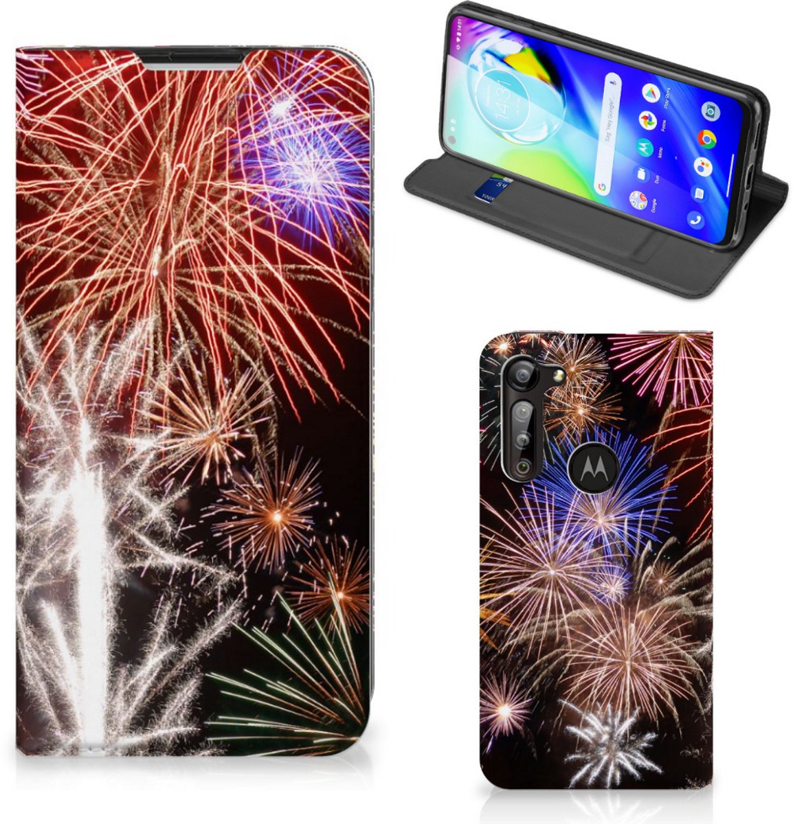 Motorola Moto G8 Power Hippe Standcase Vuurwerk