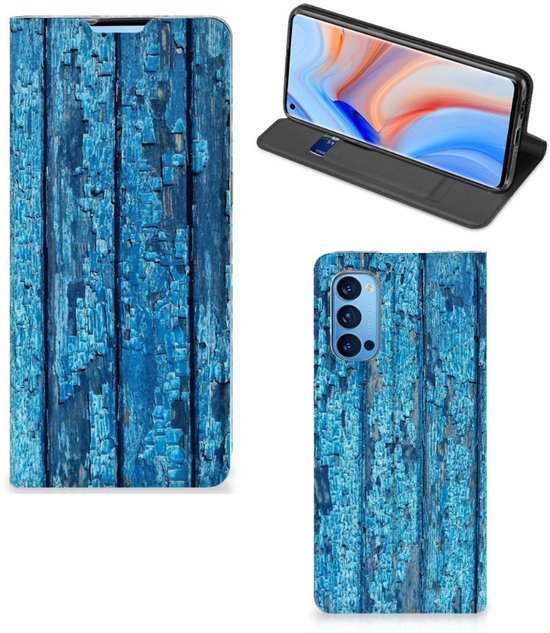 Coque de téléphone OPPO Reno4 Pro 5G Magnet Case Wood Blue