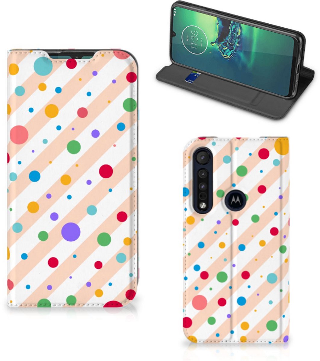 Motorola G8 Plus Hoesje met Magneet Dots