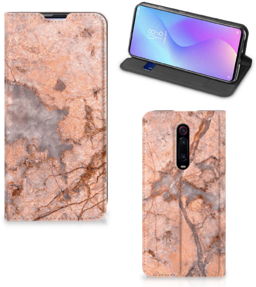 Book Case voor Xiaomi Redmi K20 Pro Standcase Marmer Oranje