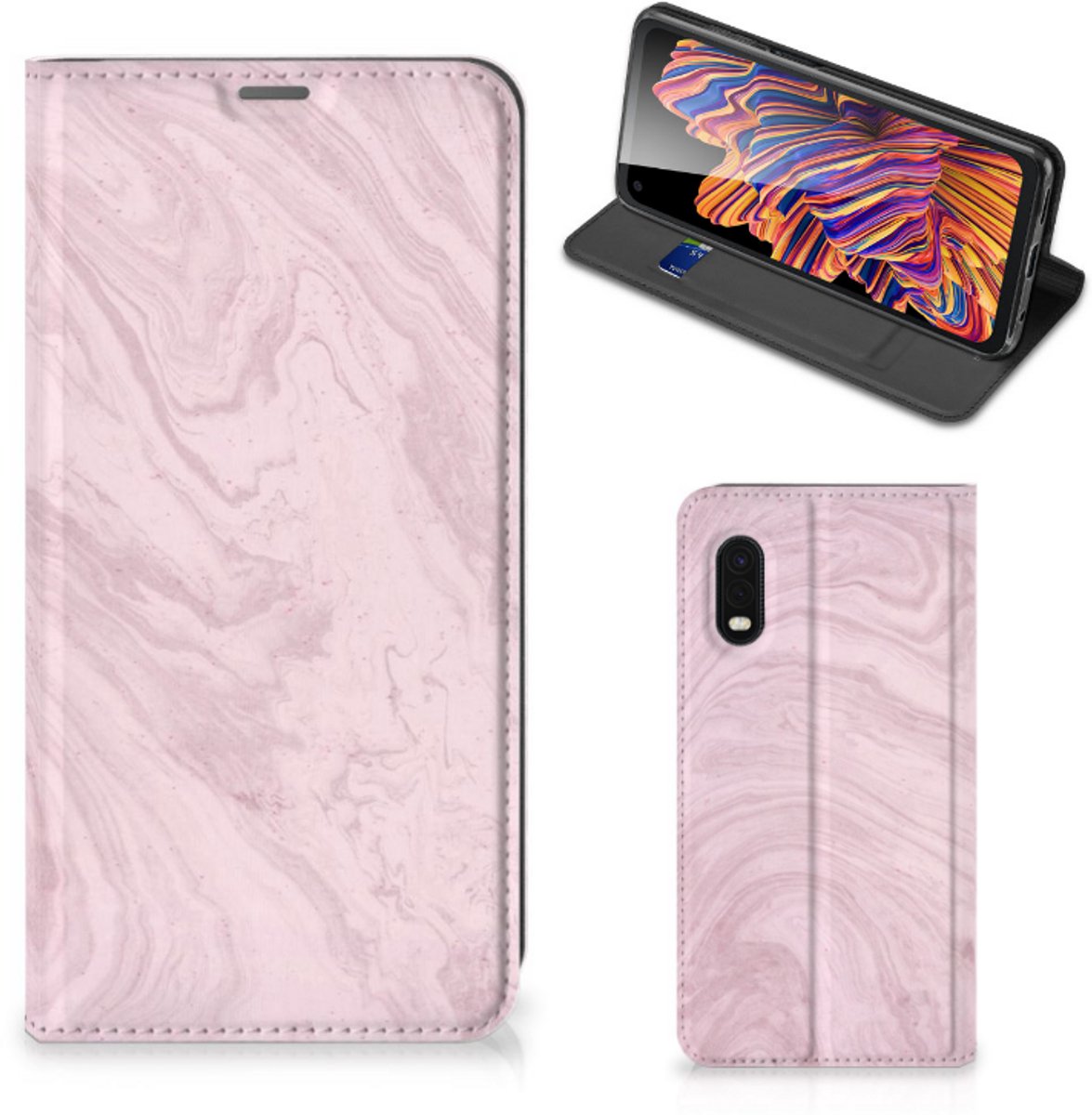 Samsung Xcover Pro Standcase Marble Pink - Origineel Cadeau Vriendin