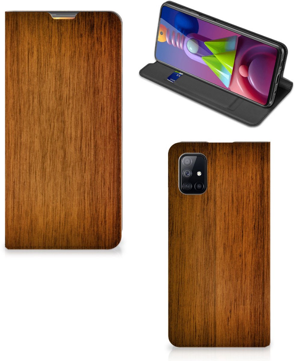 Samsung Galaxy M51 Book Wallet Case Donker Hout