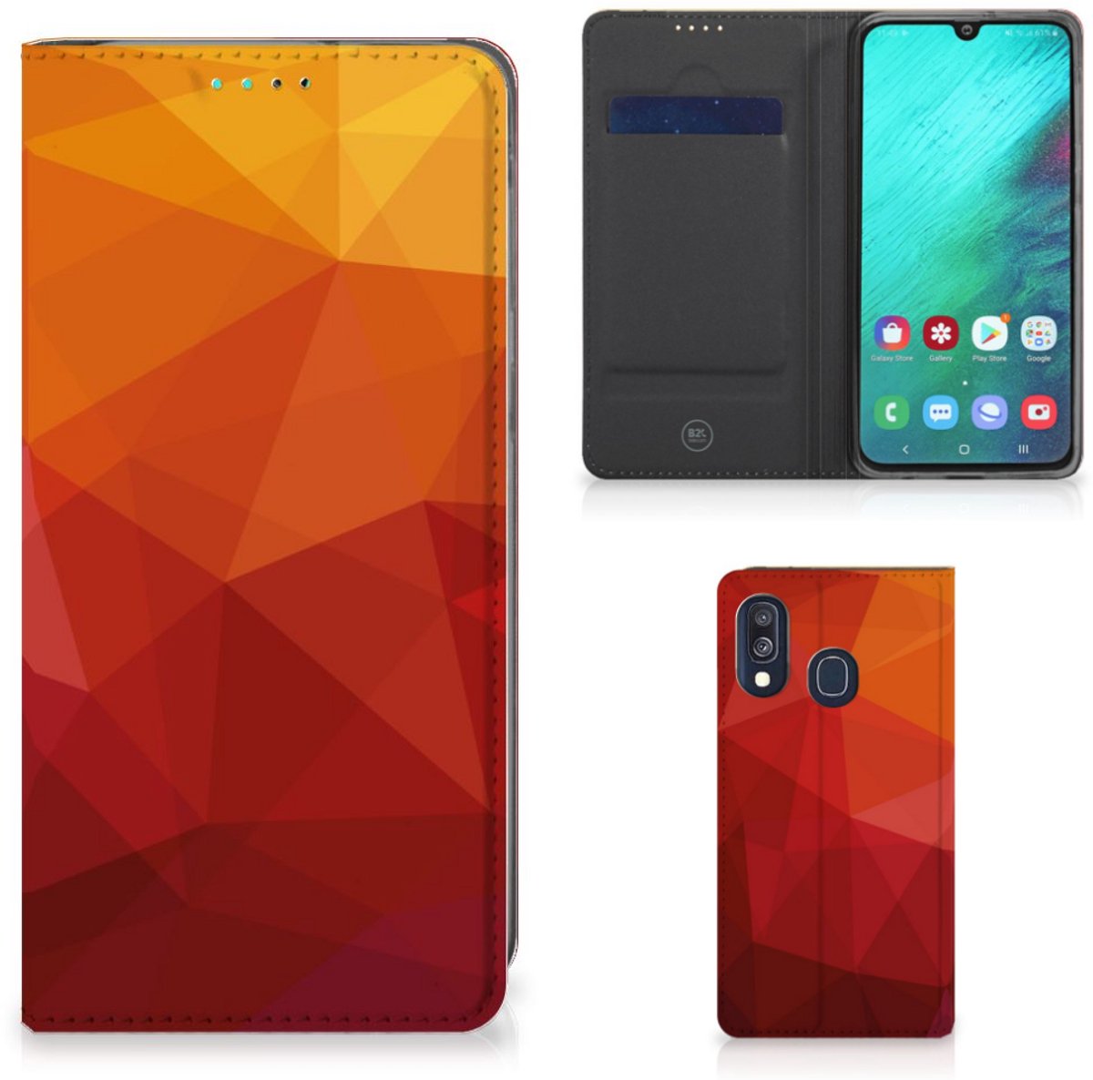 Stand Case voor Samsung Galaxy A40 Polygon Red