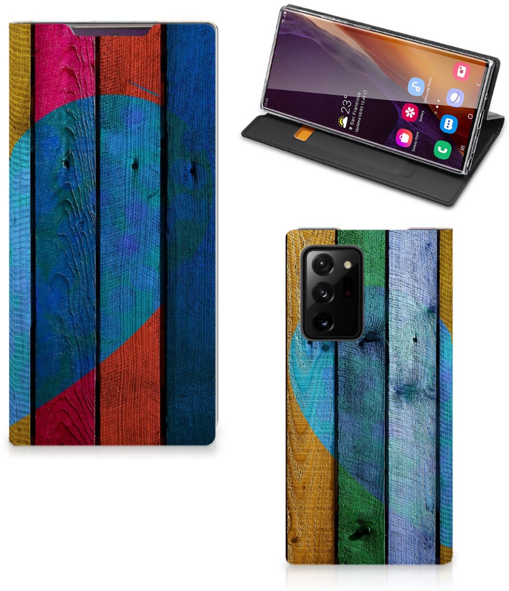 Samsung Galaxy Note 20 Ultra Book Wallet Case Wood Heart - Cadeau voor je Vriend