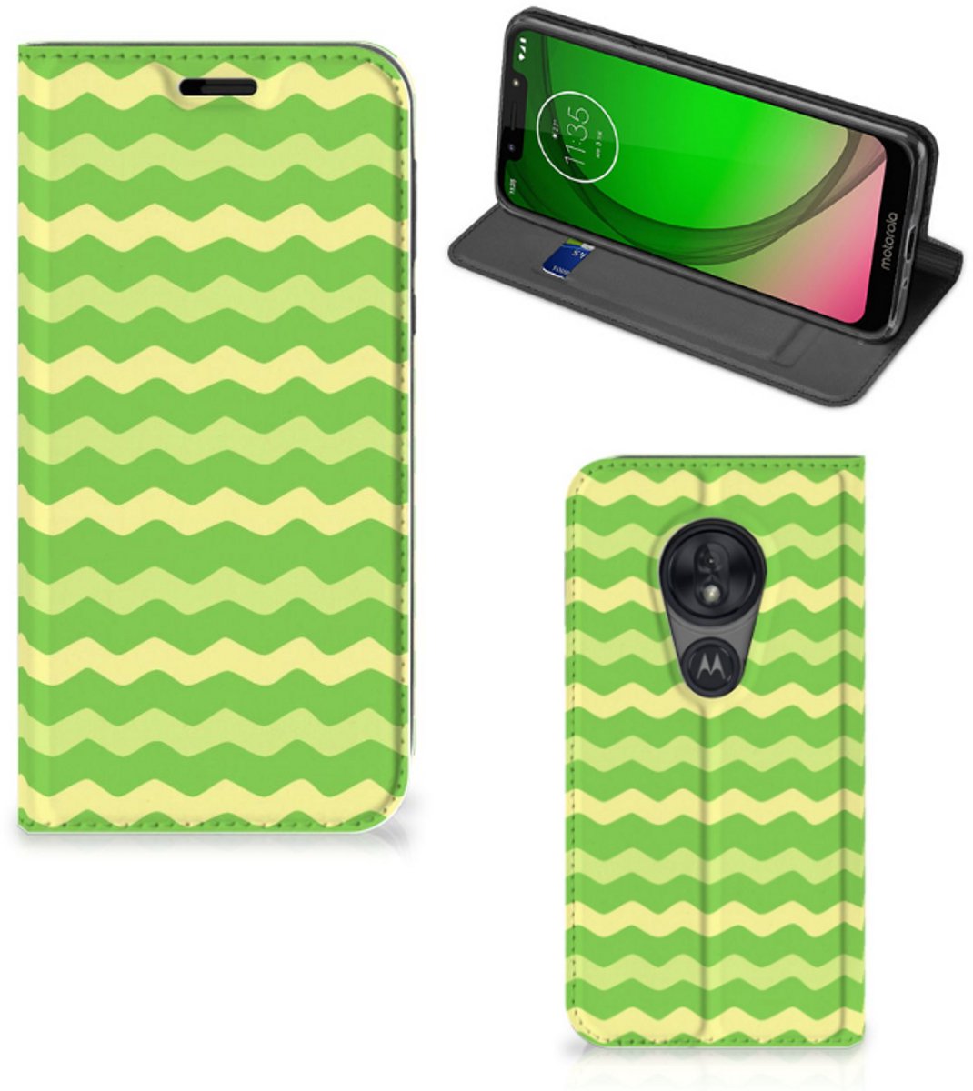 Motorola Moto G7 Play Hoesje met Magneet Waves Green