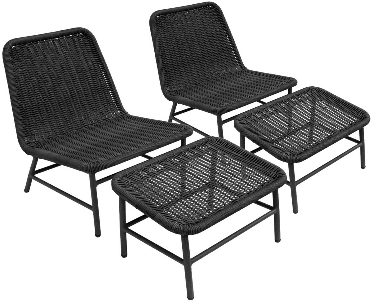 sweeek - Set van 2 loungestoelen met voetenbankjes voor buiten - laguna