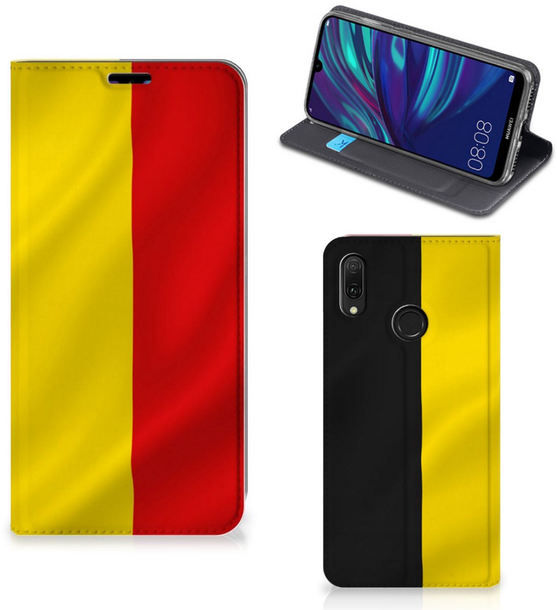 Book Case voor Huawei Y7 hoesje Y7 Pro (2019) Standcase Belgische Vlag
