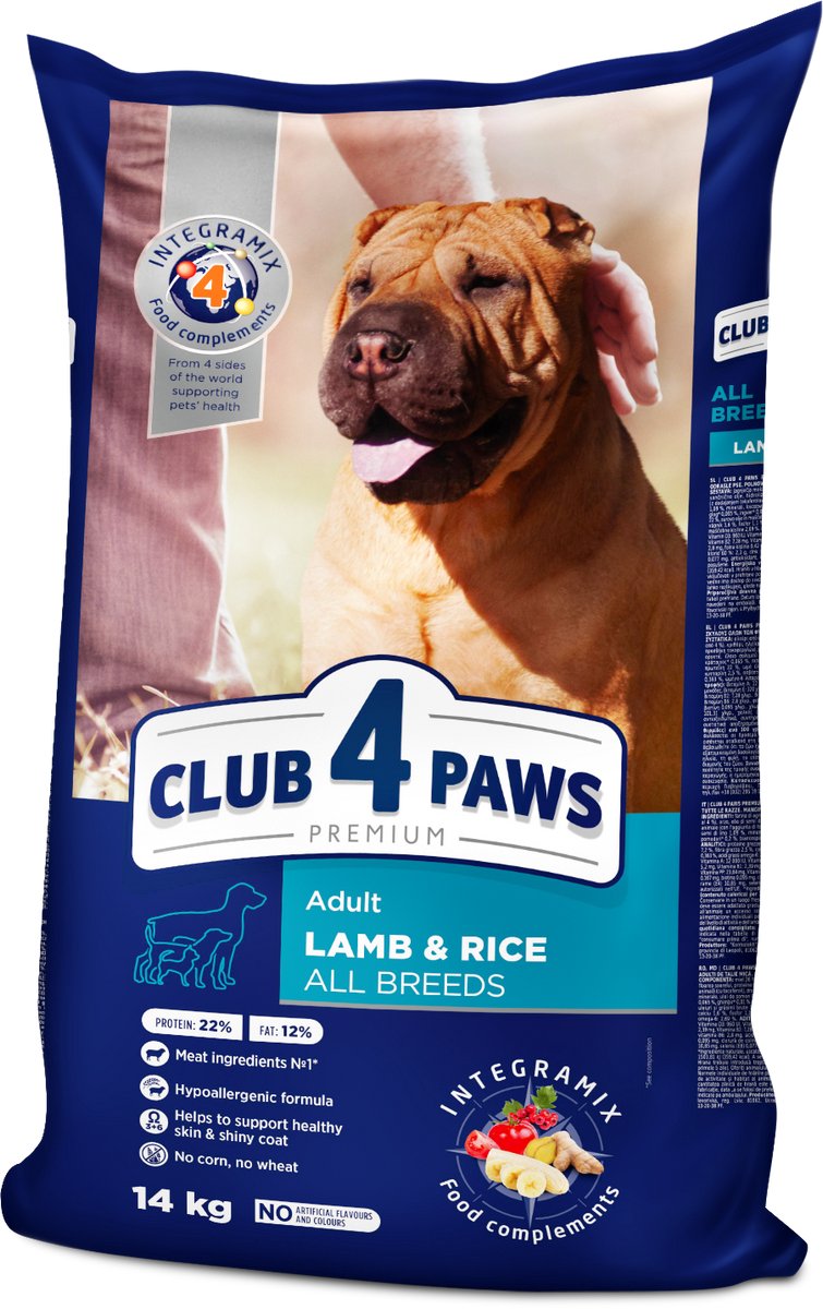 Club 4 Paws CLUB 4 PAWS Honden Droogvoer Lam en Rijst 14kg