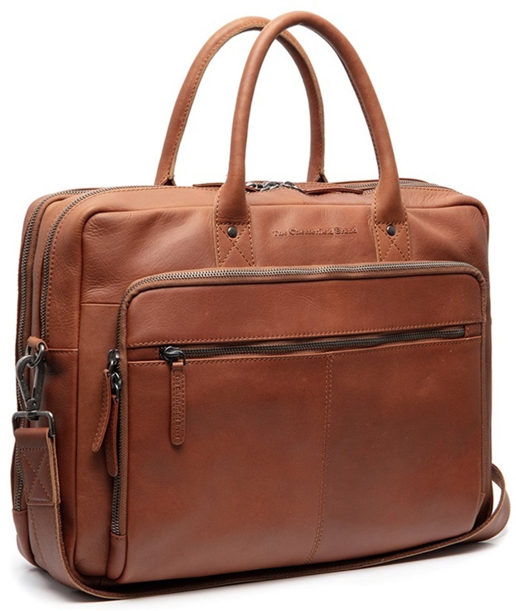 The Chesterfield Brand Tacama Waxed Pull Up Laptoptas - 15 inch - Cognac