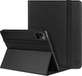 Rosso Element Hoes met Penhouder Geschikt voor Apple iPad Pro 11 (2018/2020/2021/2022) - Verstelbare Book Case met Sleep/Wake Functie en Elastische Band Zwart