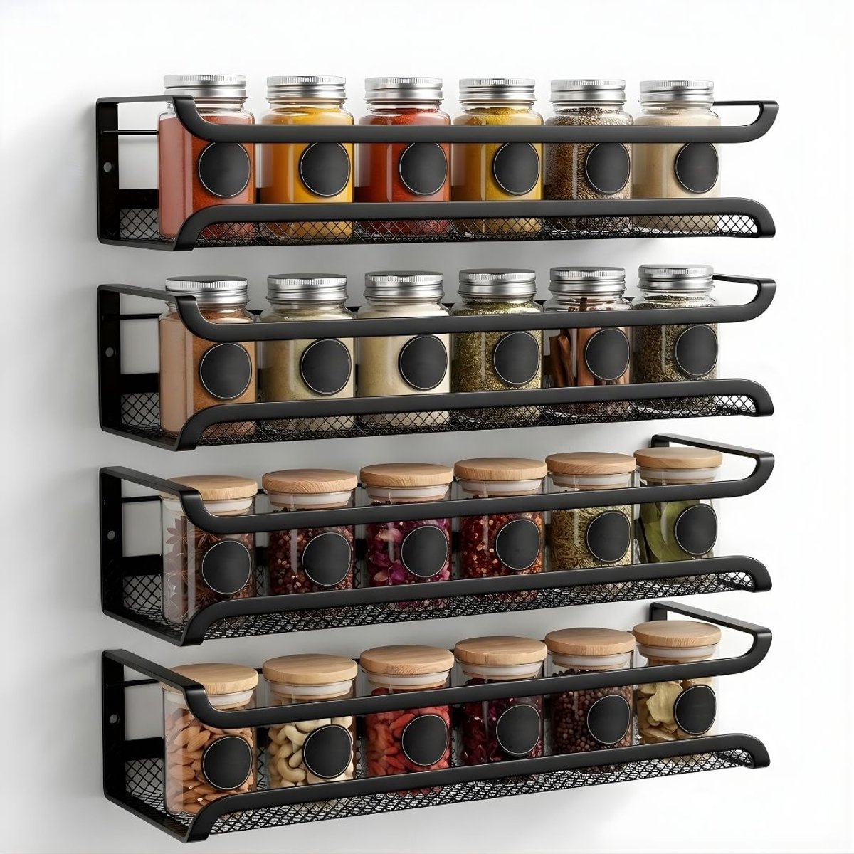 DnA® Kruidenrek - Kruidenpotjes - Kruidenrek Ophangbaar - Kruidenrek Staand - Zwart - 7cm x 29cm x 7cm