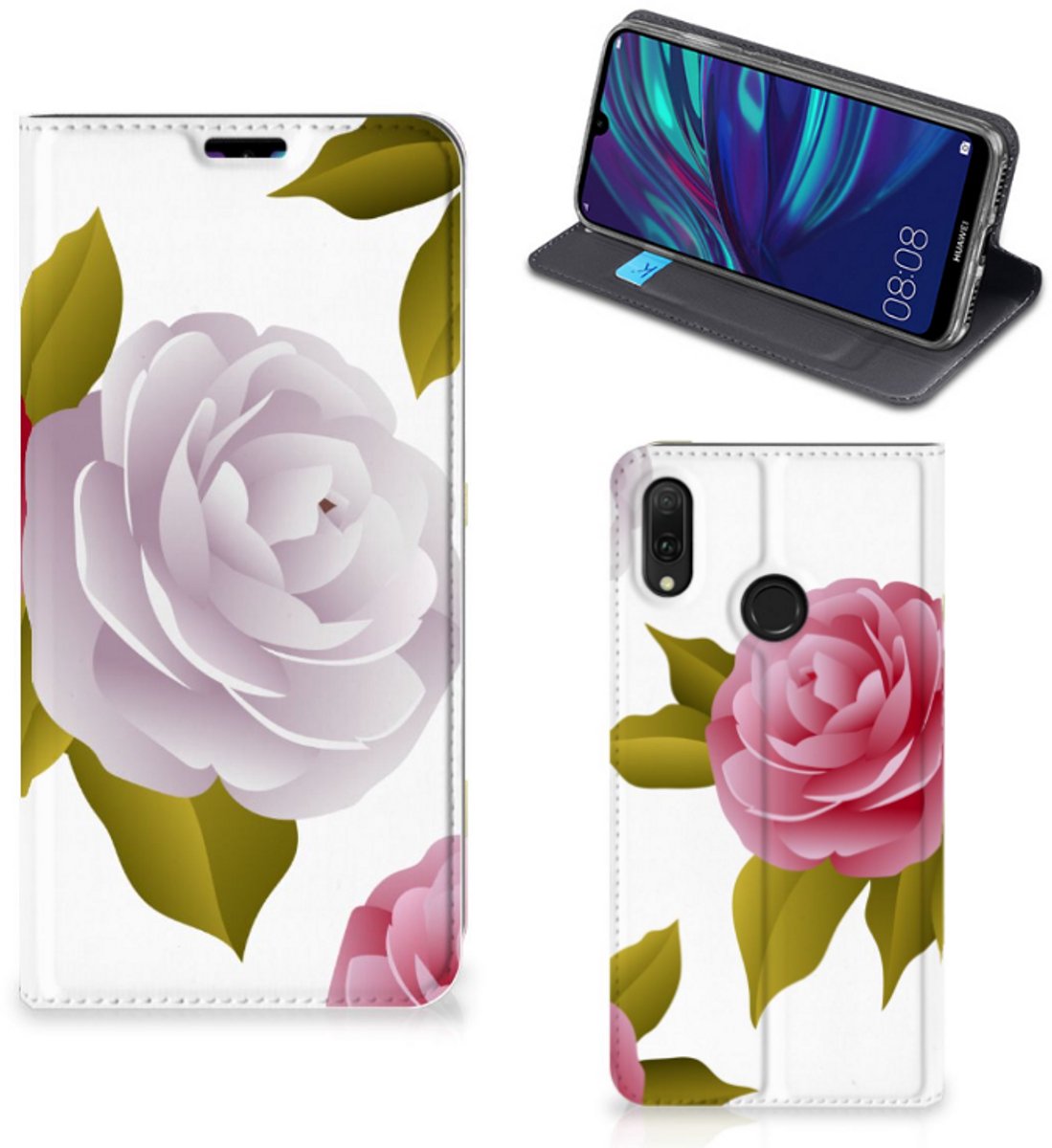Huawei Y7 hoesje Y7 Pro (2019) Smart Cover Roses
