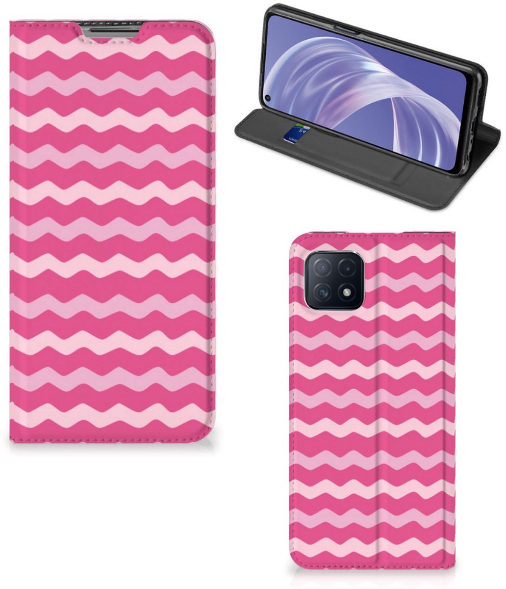 OPPO A73 5G Hoesje met Magneet Waves Pink