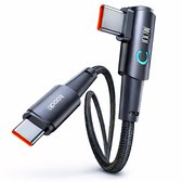 USB-C Kabel Haaks 25 cm - USB-C naar USB-C 100W Snellaadkabel - geschikt vanaf iPhone 15, MacBook, Samsung, iPad