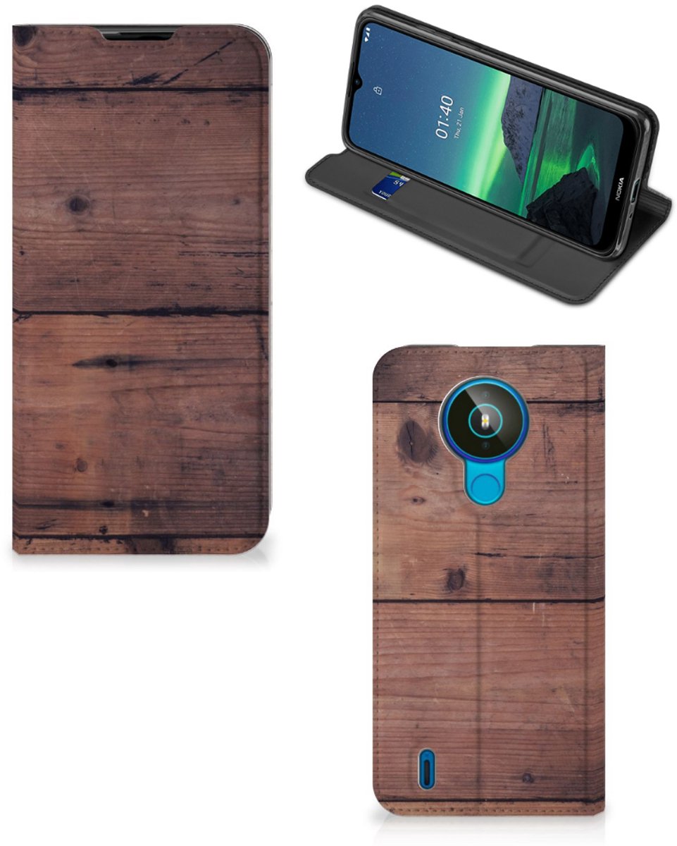 Nokia 1.4 Book Wallet Case Old Wood