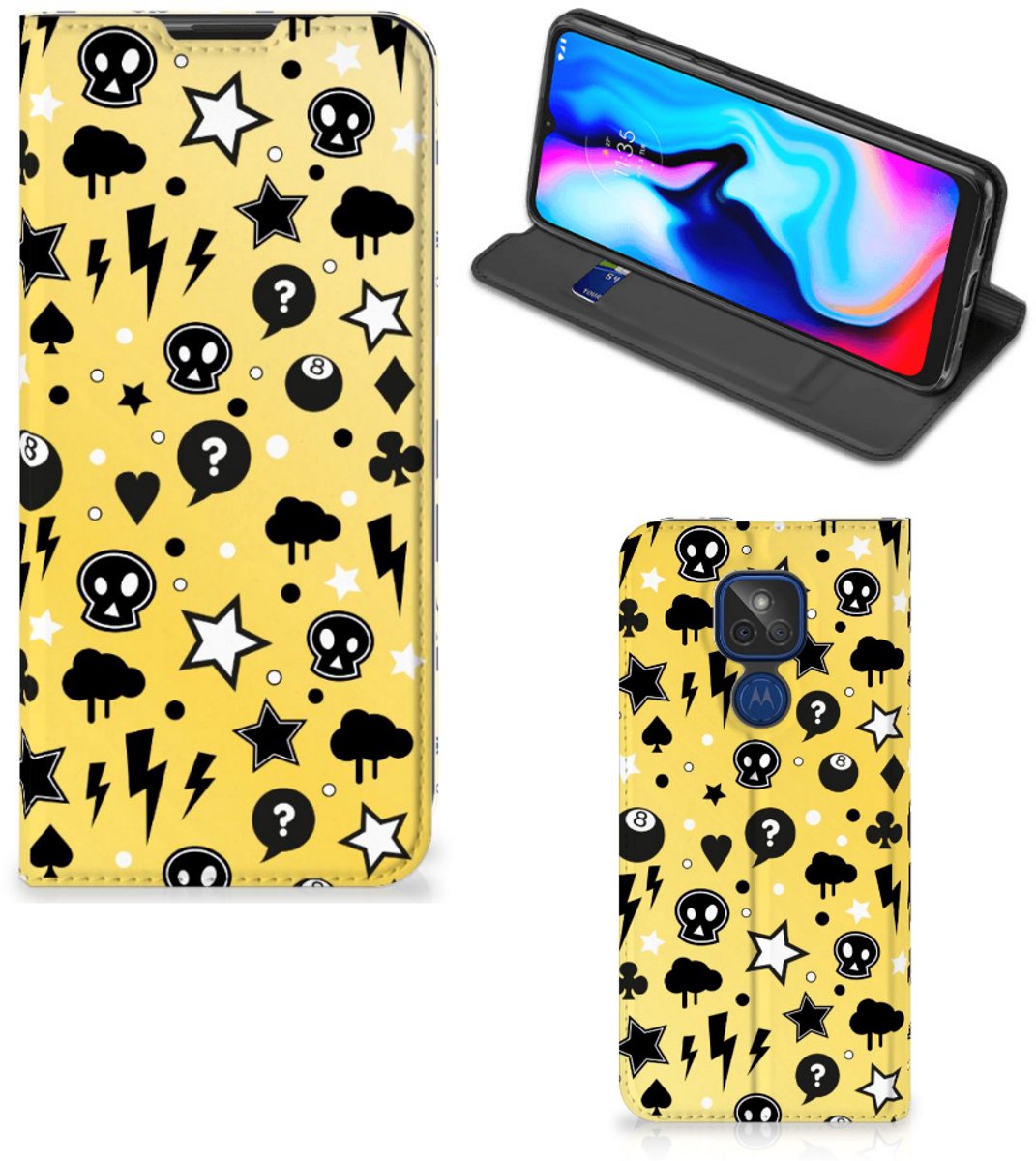Mobiel BookCase Motorola Moto G9 Play Punk Geel