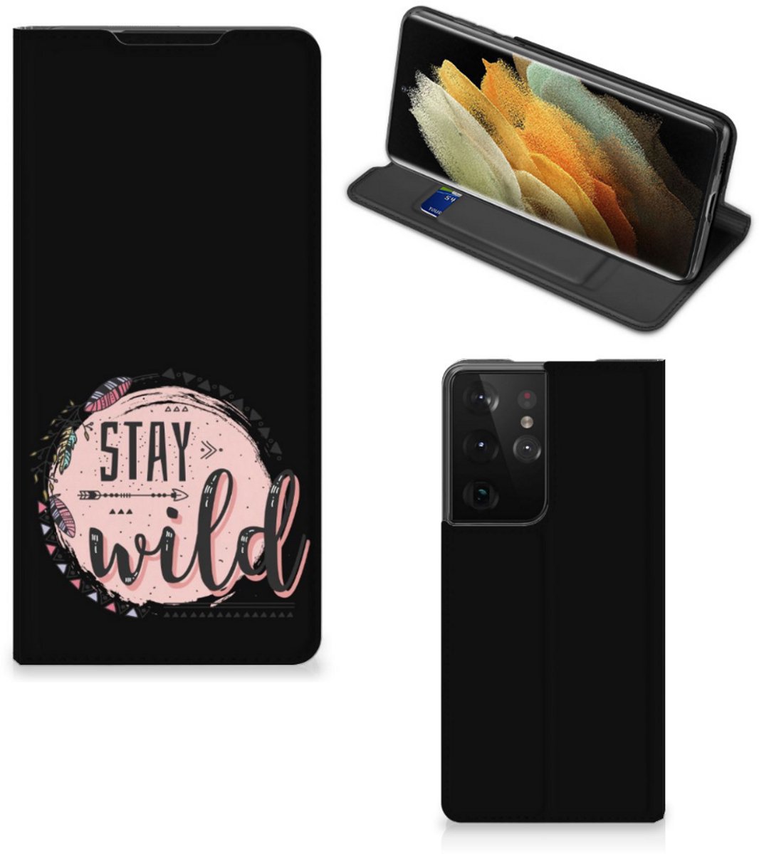 Book Case voor Samsung Galaxy S21 Ultra Magnet Case Boho Stay Wild