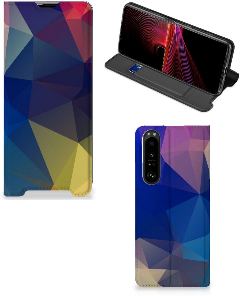 Book Case voor Sony Xperia 1 III Stand Case Polygon Dark