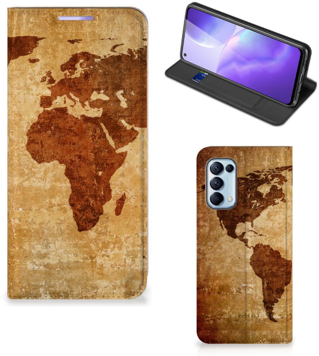 OPPO Find X3 Lite Book Cover Wereldkaart